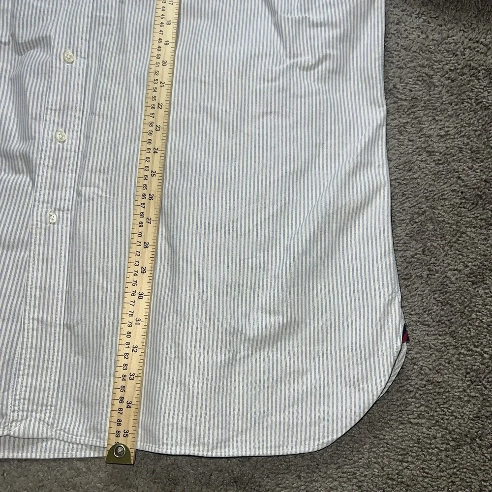 Ralph Lauren Shirt Mens 2XLT White Striped Classic Polo Long Sleeve Flesh Pony